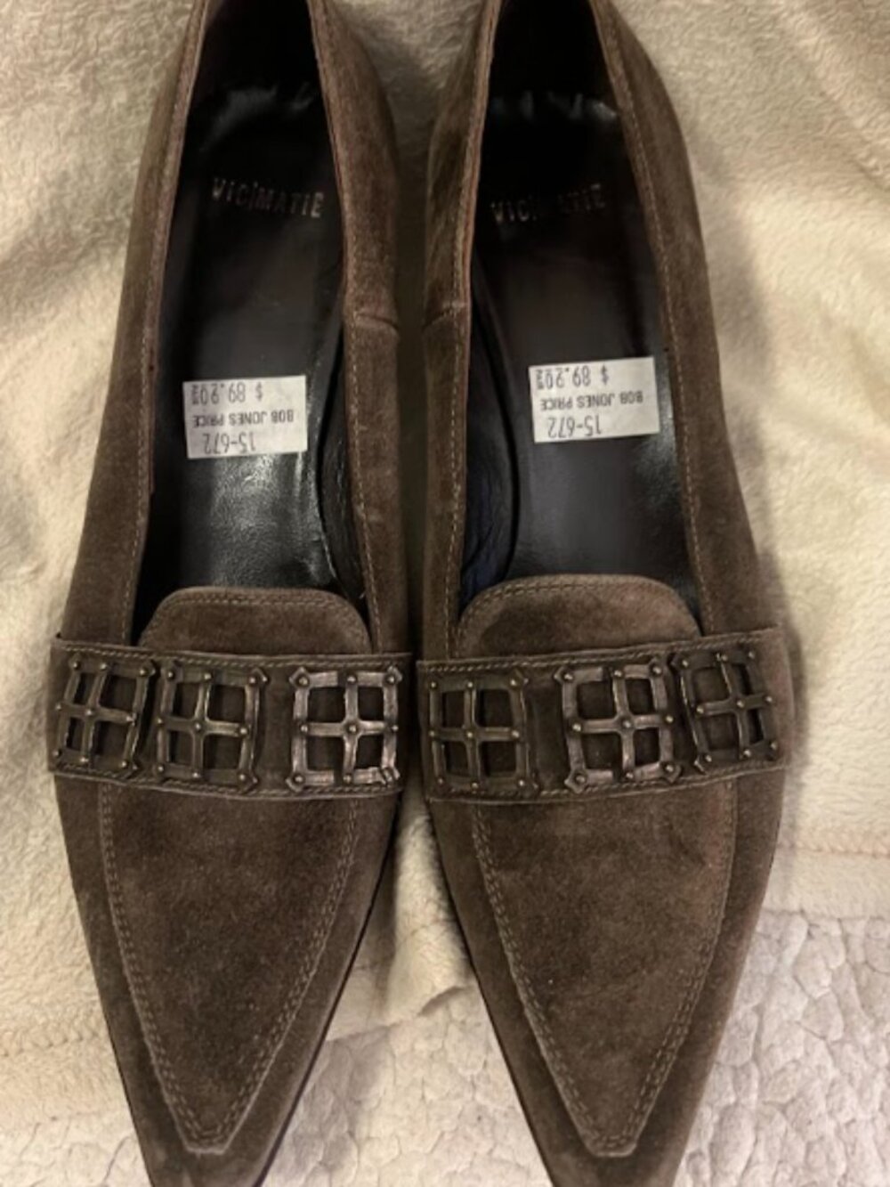 Vintage VIC/MATIE Olive Suede Kitten Heel Women's Buckle detail 37EU Italy 6.5
